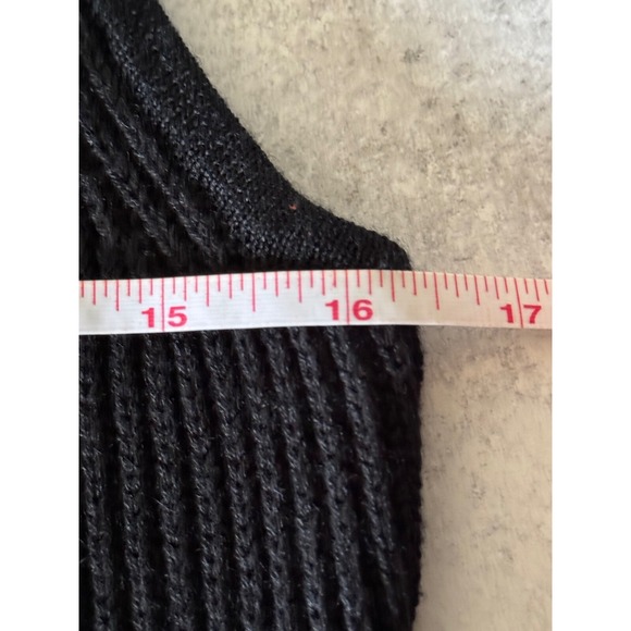 Curio New York Black Asymmetrical Zip Sleeveless Sweater Vest Faux Leather Sz S - Picture 12 of 12